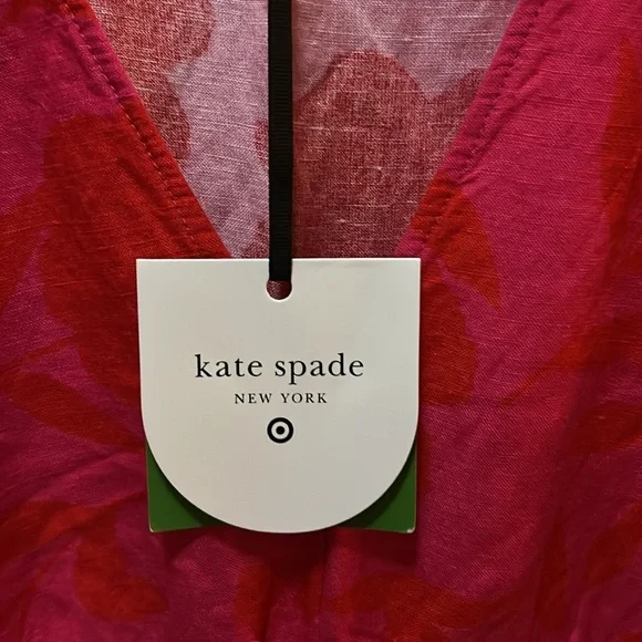 Kate Spade x Target Classic Rose Linen Midi Dress Pink/Red NWT - Picture 6 of 6